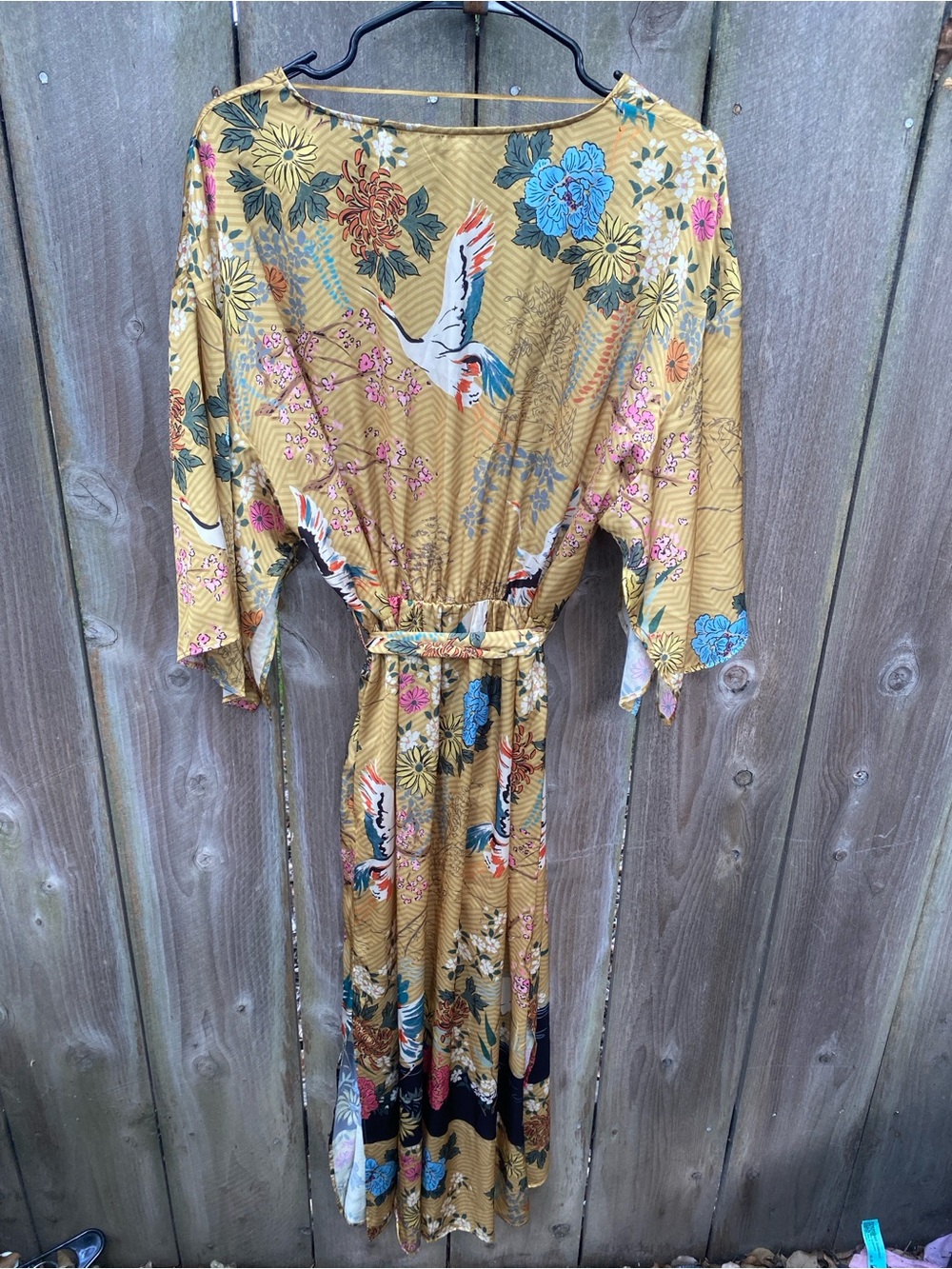 Zara Crane Kimono Wrap Midi Dress Mustard Yellow Blogger Favorite - Picture 9 of 9
